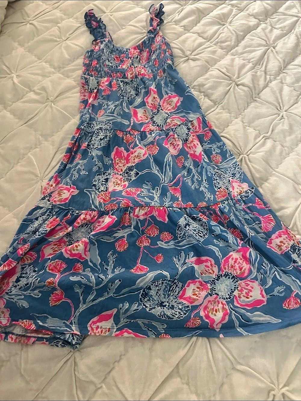 Lilly Pulitzer Girls Floral Dress Blue & Pink Size Small